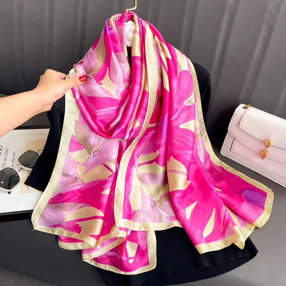 FairyCity Womens oversized Luxury Silk Scarf Long Satin Scarf Lightweight Fashion Shawl Wrap - Image 3