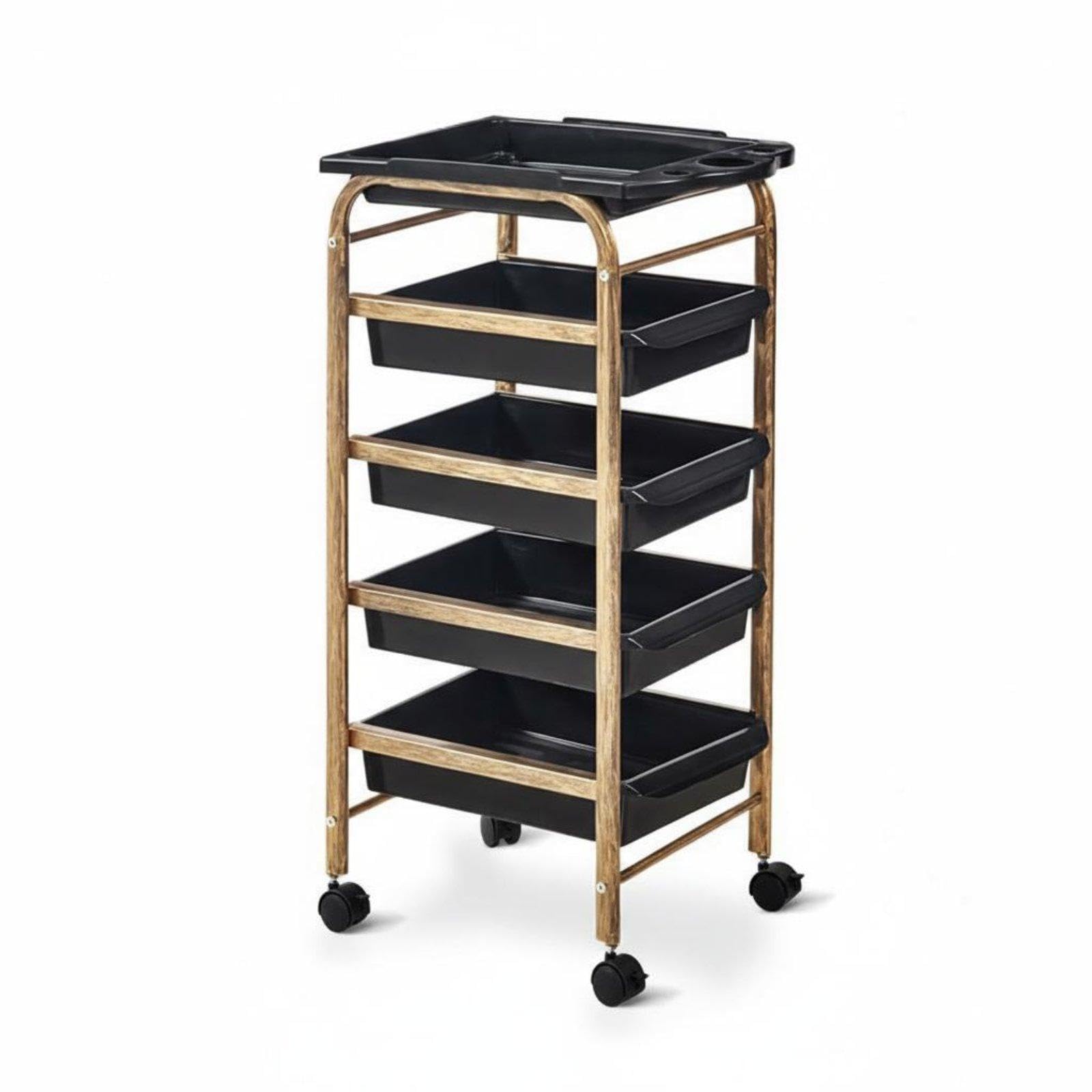 CALANDIS Hairdressing Trolley Multifunctional Salon Rolling Cart Detachable Drawers Barber Tool Trolley for Hair Stylists, Spa Technicians, Barbershop, Home Gold Brake Wheel-picture-55