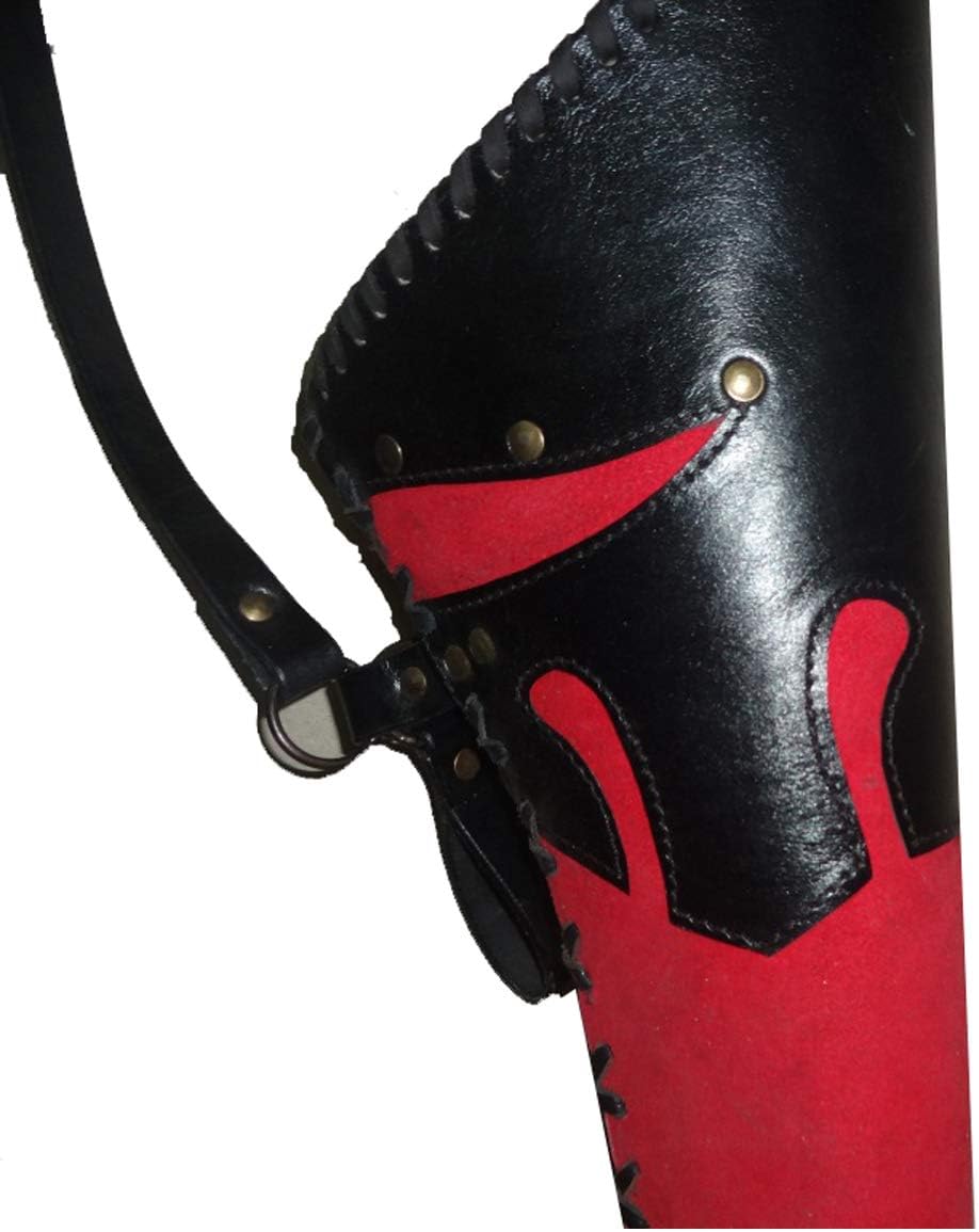 warreplica Elven Rangers Leather Quiver/Arrow Holder - LARP & Costume - Red/Black