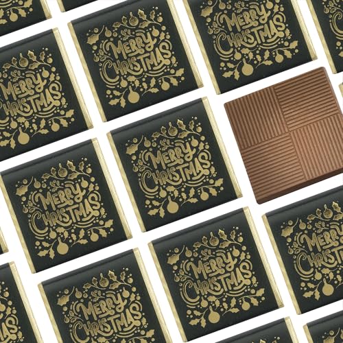 Burmont's Premium Green & Gold Merry Christmas Chocolate Neapolitans (25 Chocolates)
