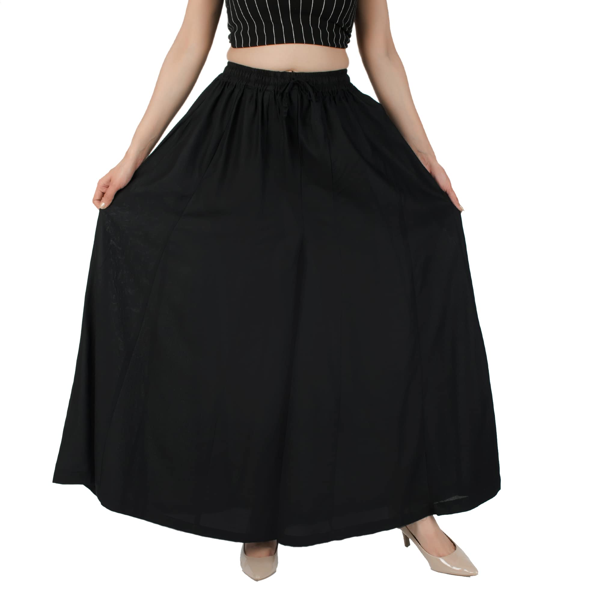 Wide-Leg Rayon Flared Skirt Type Palazzo Trousers, Size S to 10XL, Length 40 Inch-picture-45