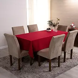 Toalha de Mesa Retangular, 200x140cm, Tecido Oxford Vermelho, para 6 Lugares, Decoração Natalina