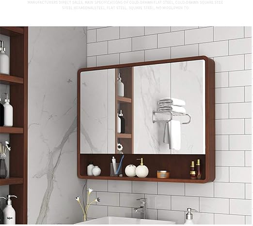 Amazon 浴室用化粧鏡 棚トイレ洗面化粧台収納キャビネット付きダブルドア壁掛け浴室のミラーキャビネットバスルームの化粧鏡 防水でお手入れが簡単 Color Red Size 110cm ミラー 鏡 オンライン通販