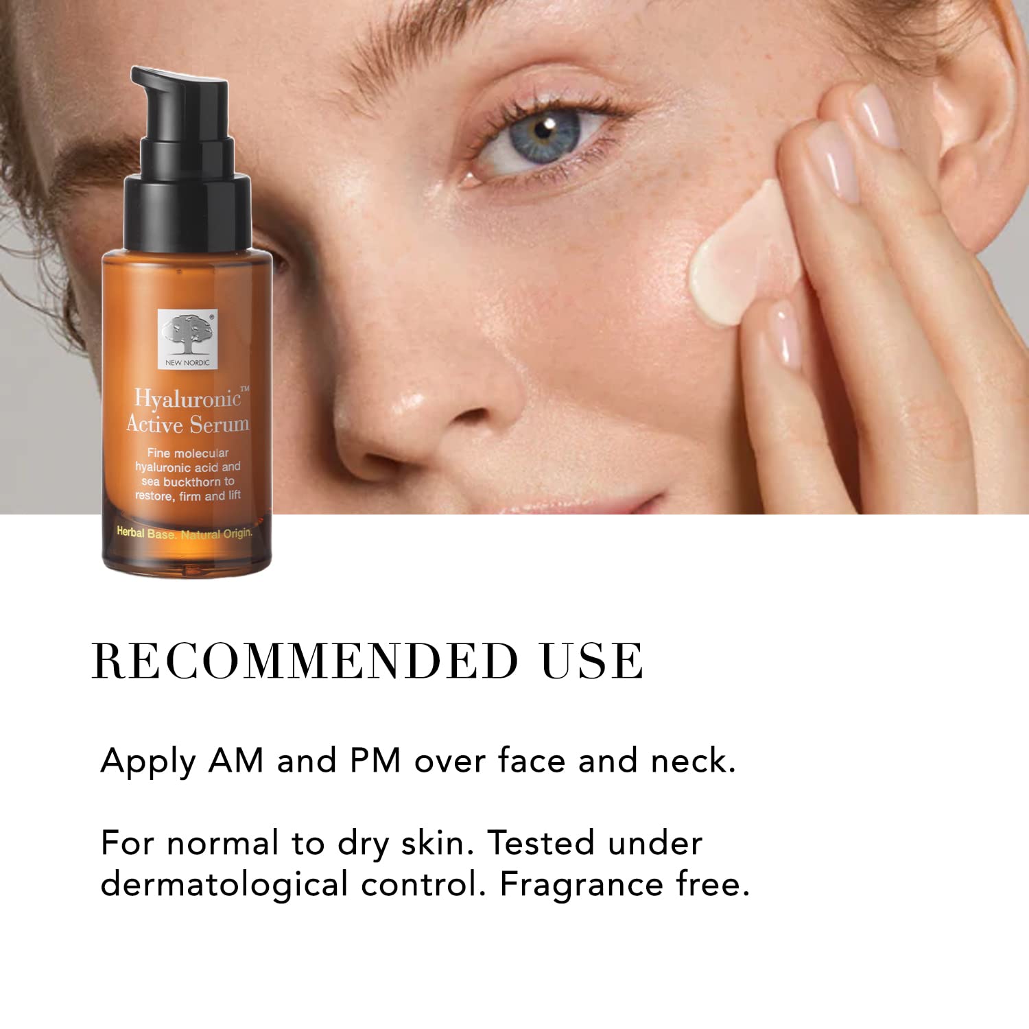 New Nordic | Sérum actif hyaluronique | Sérum visage anti-âge végétalien avec acide hyaluronique, squalane et argousier pour raffermir, soulever et restaurer la peau | 30 ml