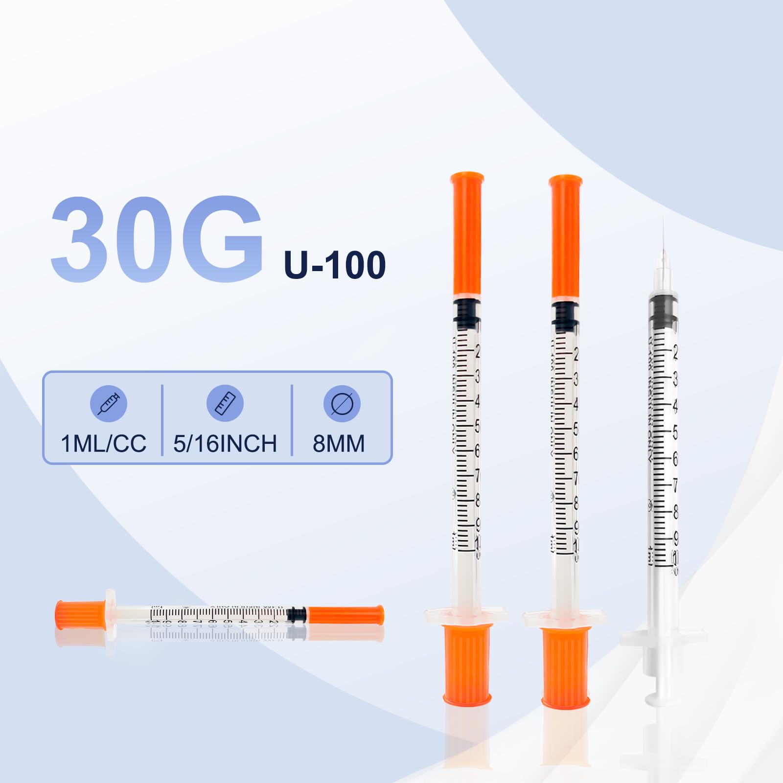 100 Pack U-100 1ml/cc 30G 5/16 Inch (8mm) Syringe with Needle — Amazon image 3