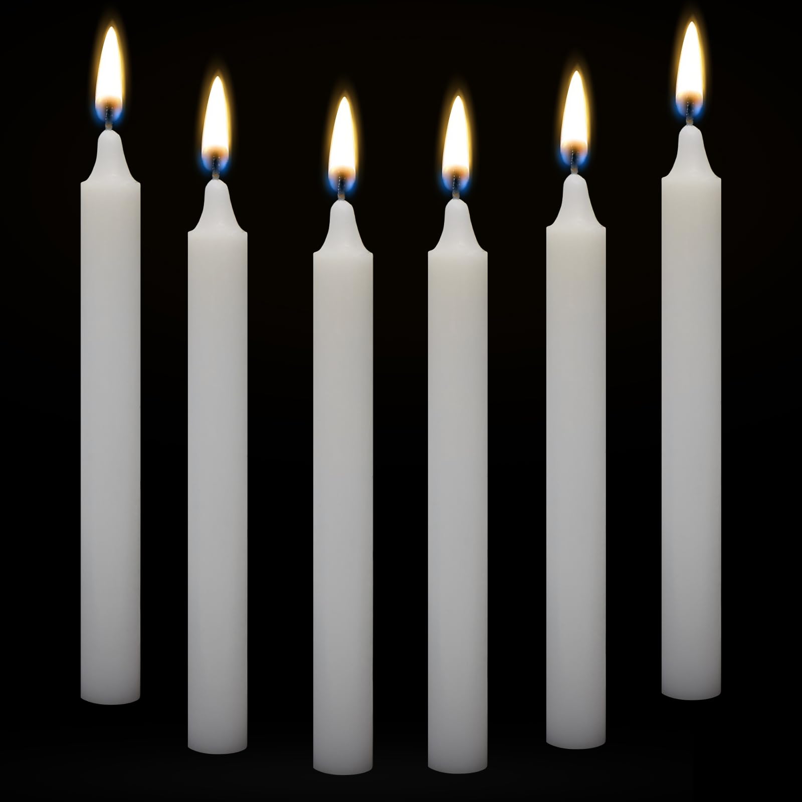 White Dinner Candles 6 Pack - 8 Inch Long Candles with 6 Hours’ Burn Time Non-Scented Long Pillar Candles for Dinning Table