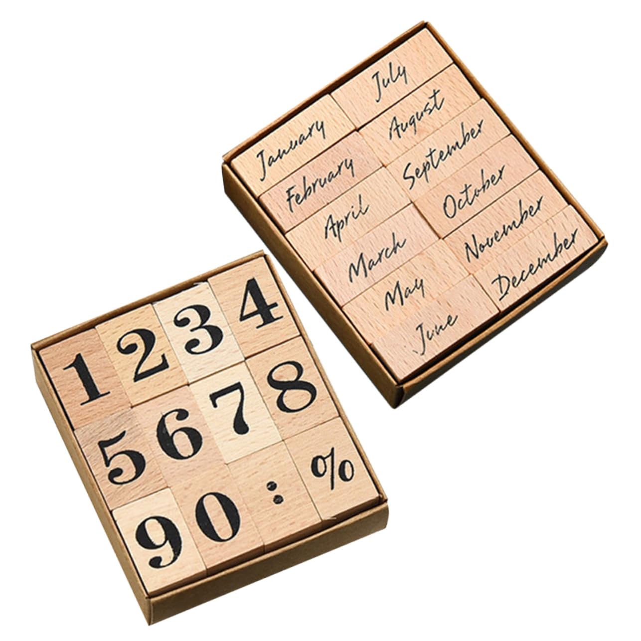 OSALADI 120stücke Holzstempel Für Monate Vintage Scrapbooking Stempel Mit Kleinen Tintenstempeln Für Kreative Projekte Und Kartenherstellung