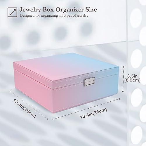 Miniatura 4 de ProCase Joyero para mujeres, niñas, novia, esposa, regalo ideal, organizador de joyas de cuero grande con dos capas para aretes, pulseras, anillos,
