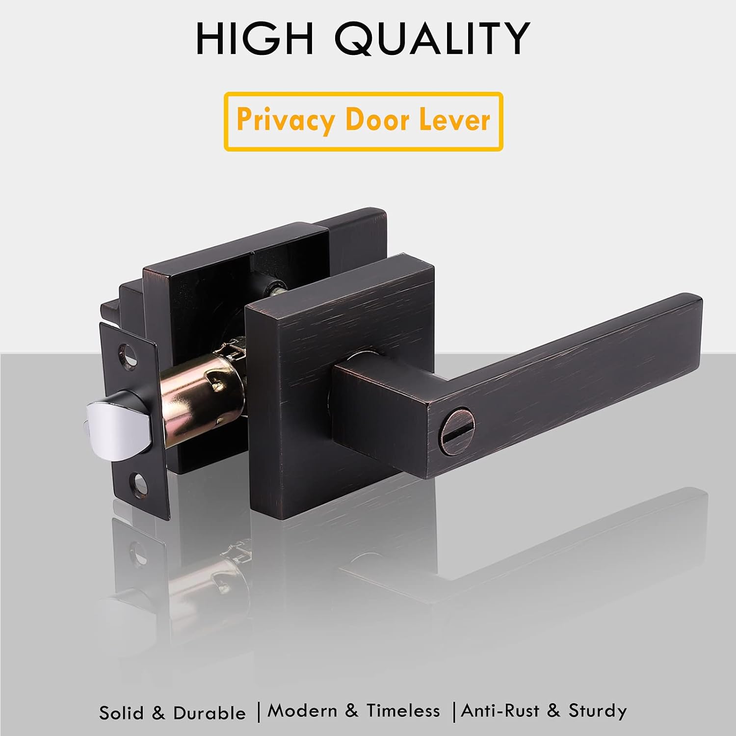 Suреr Dеаl Prоduсt 6 Pack Privacy Door Lever with Lock in Oil Rubbed Bronze, Heavy Duty Locking Lever Door Handle Set for Bedroom & Bathroom Doors, Keyless Door Lock with Modern Design for Left or Right Sided Doors