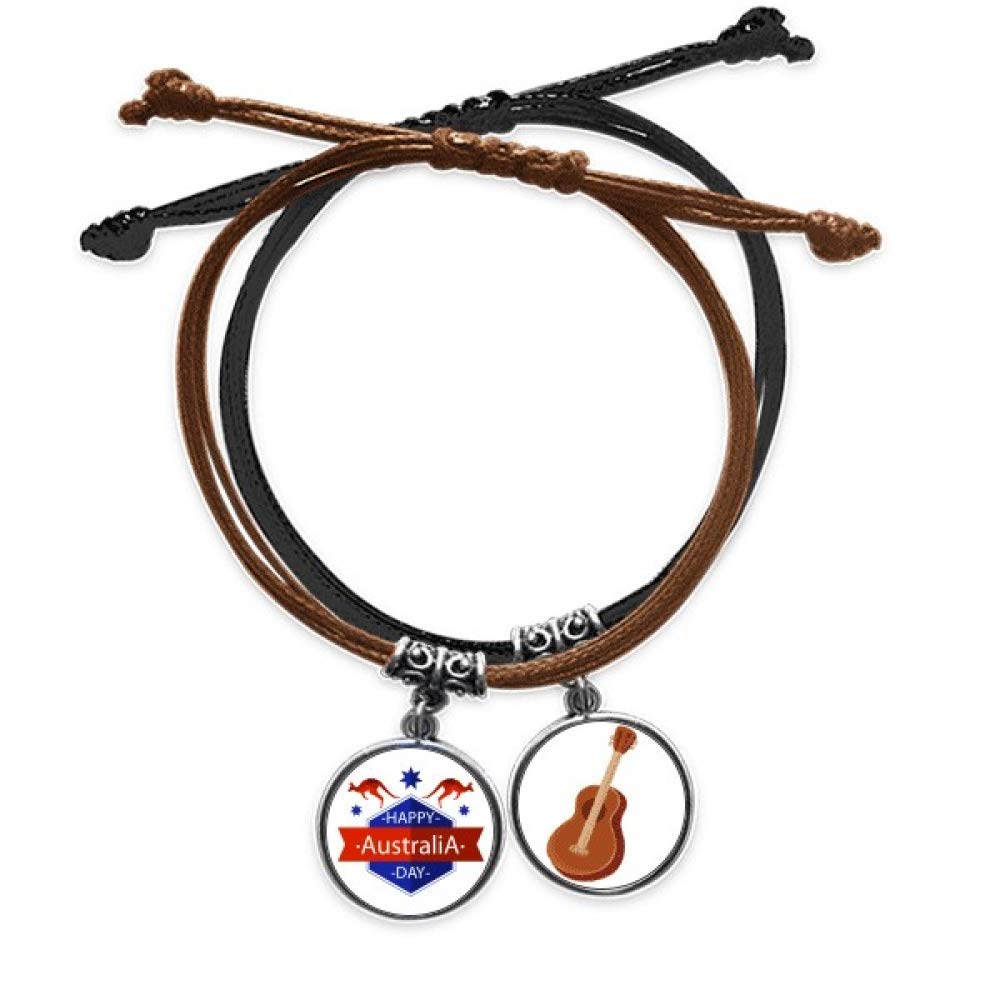Pulsera de cuero con ilustración de la UEM de Australia y guitarra 3