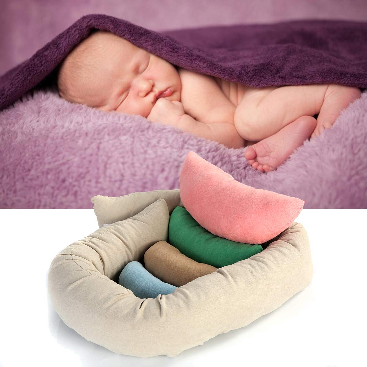 DERCLIVE Lot de 6 coussins de pose pour photographie de nouveau-né - Accessoires de photographie pour bébé de 0 à 3 mois