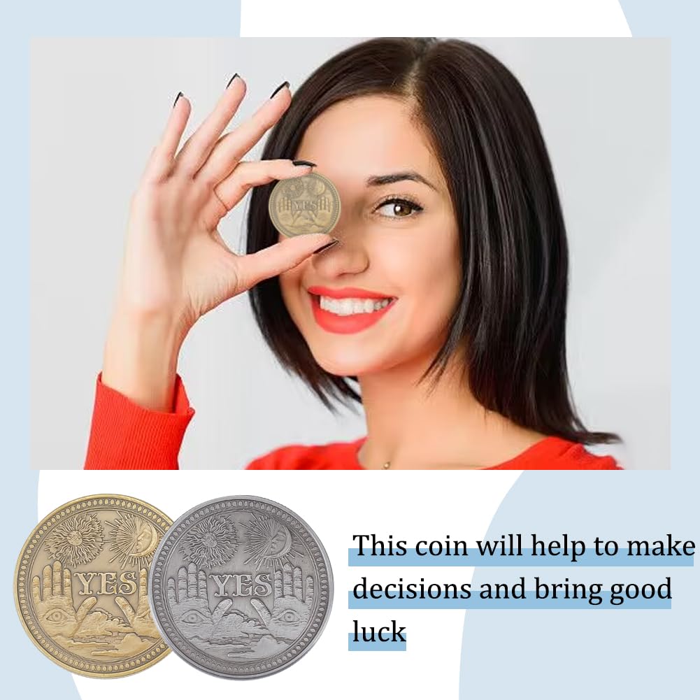 WEBEEDY 8PCS Yes No Challenge Coin Decision Maker Coin Lucky Medallion Souvenir Divination Flip Coin, 2 colori