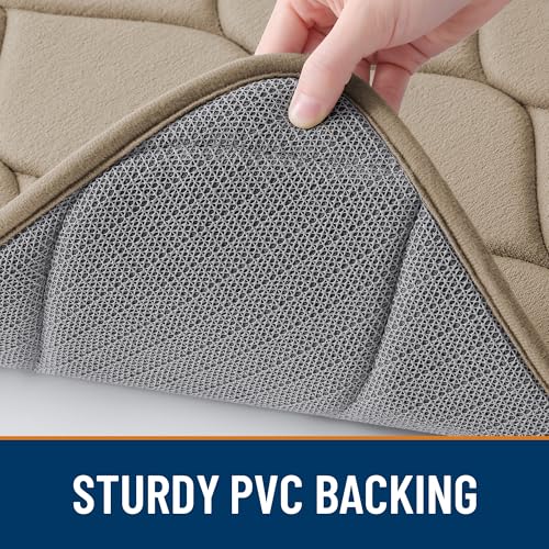 Image of Smiry Memory Foam Bath Mat 24x16, Ultra Soft Absorbent Bathroom Rugs | Tan, Plush Quick Dry and Machine Washable Cushion Bath Mats for Bathroom, Shower, Tub & Home Decor