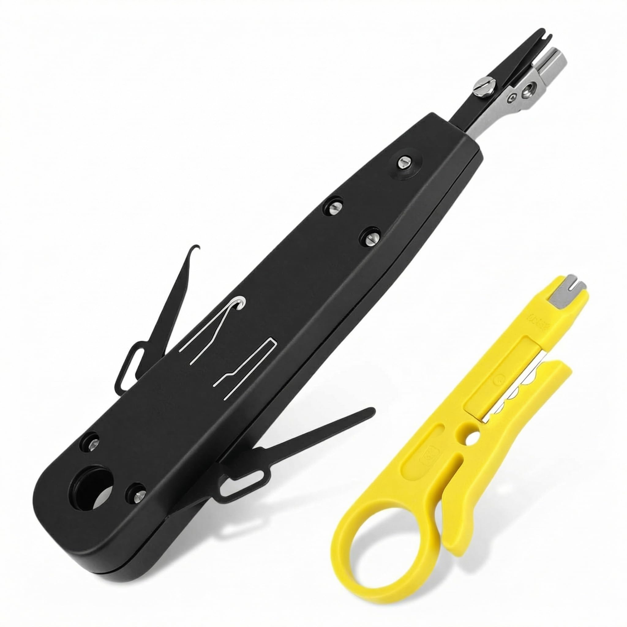 QWORK® Professional Ethernet Punch Down Tool Kit for RJ45 Cat5/Cat6/Cat7, Includes Wire Stripper