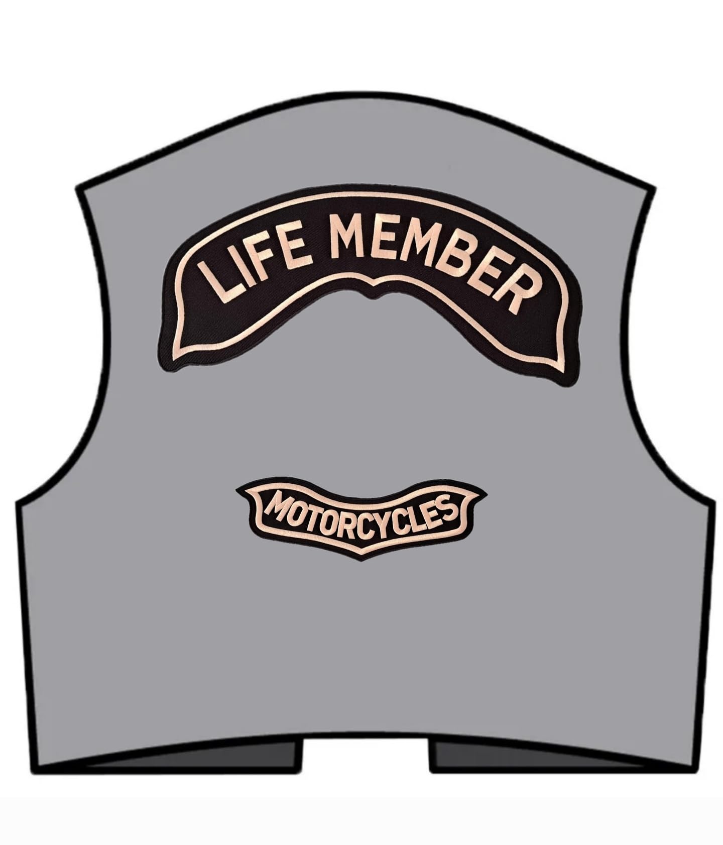 Aufnäher Rocker Grande Life Member + Adler Patch - MOTORCYCLES - für Chapter und Biker, goldfarben, aus Stoff, für Weste, Motorradfahrer.