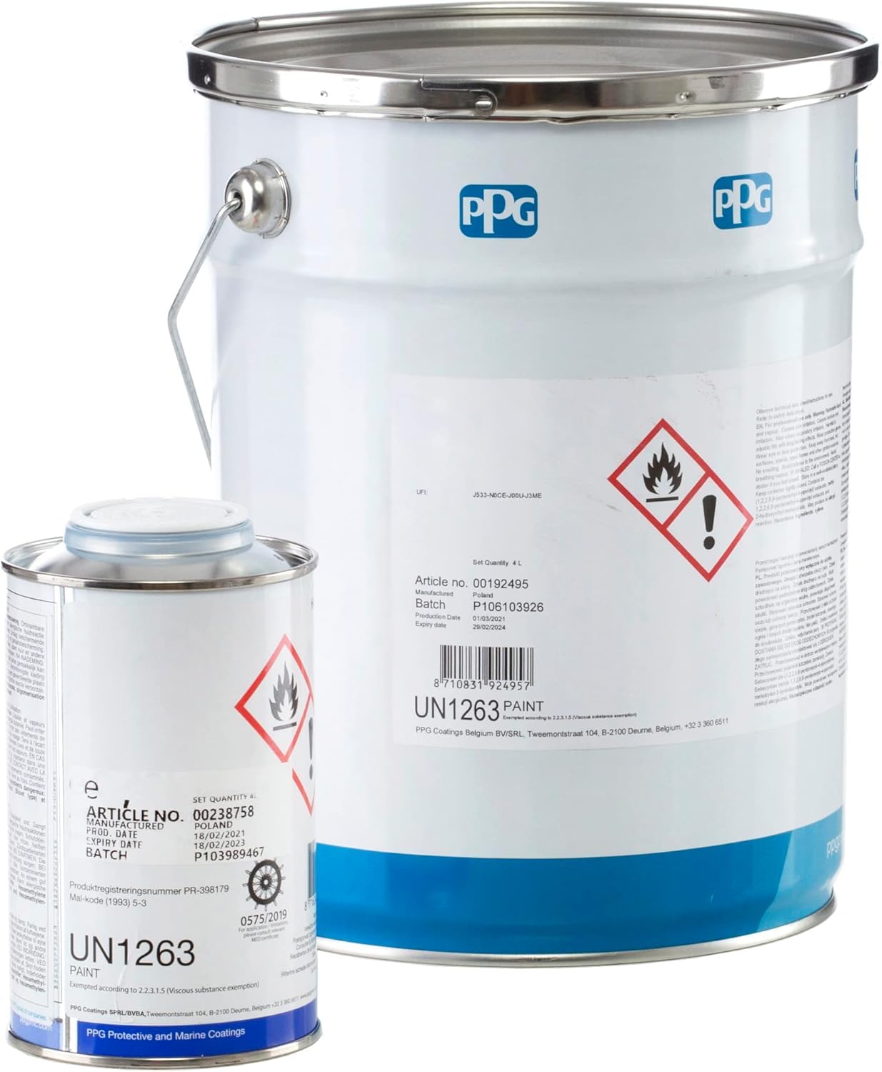 PPG Sigma Coatings Sigmadur 550 2K Peinture Marine Polyuréthane Haute Résistance RAL pour Bateau, Yachts, Carrelage, Baignoire, Douche (Blanc Pur (9010), 4 L (46,4m²))