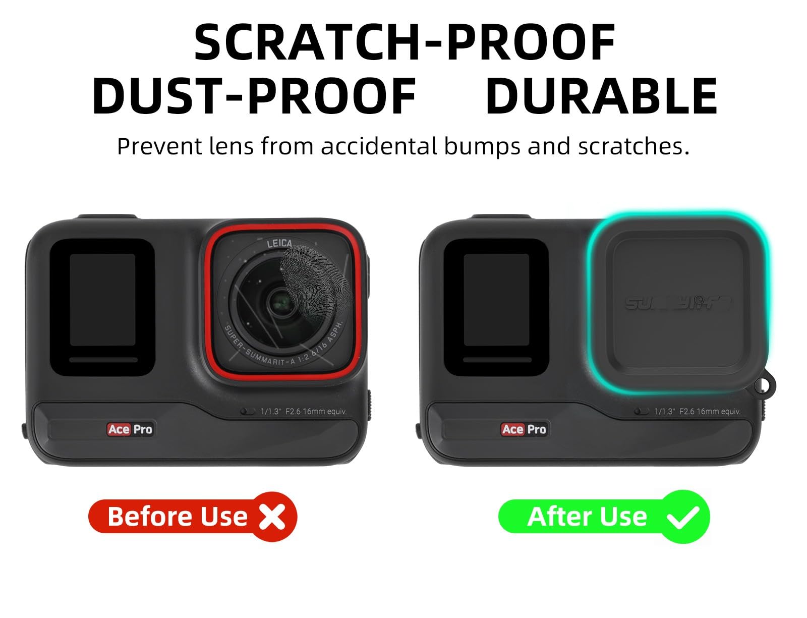 Action Camera Lens Protector Cover for Insta360 Ace Pro Mini Camera Lens Cap Cover for 360 Ace Silicone Lens Cover Dust-Proof Cap Carrying Travel Lens Protector (Black)