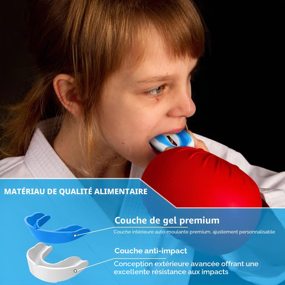 Flintronic Lot de 2 Protege Dents Boxe pour Enfants, Protège-dents Mixte Enfants Protège Dent Boxe, Protège-Dents Sport avec Boîte Portable, Taille Unique