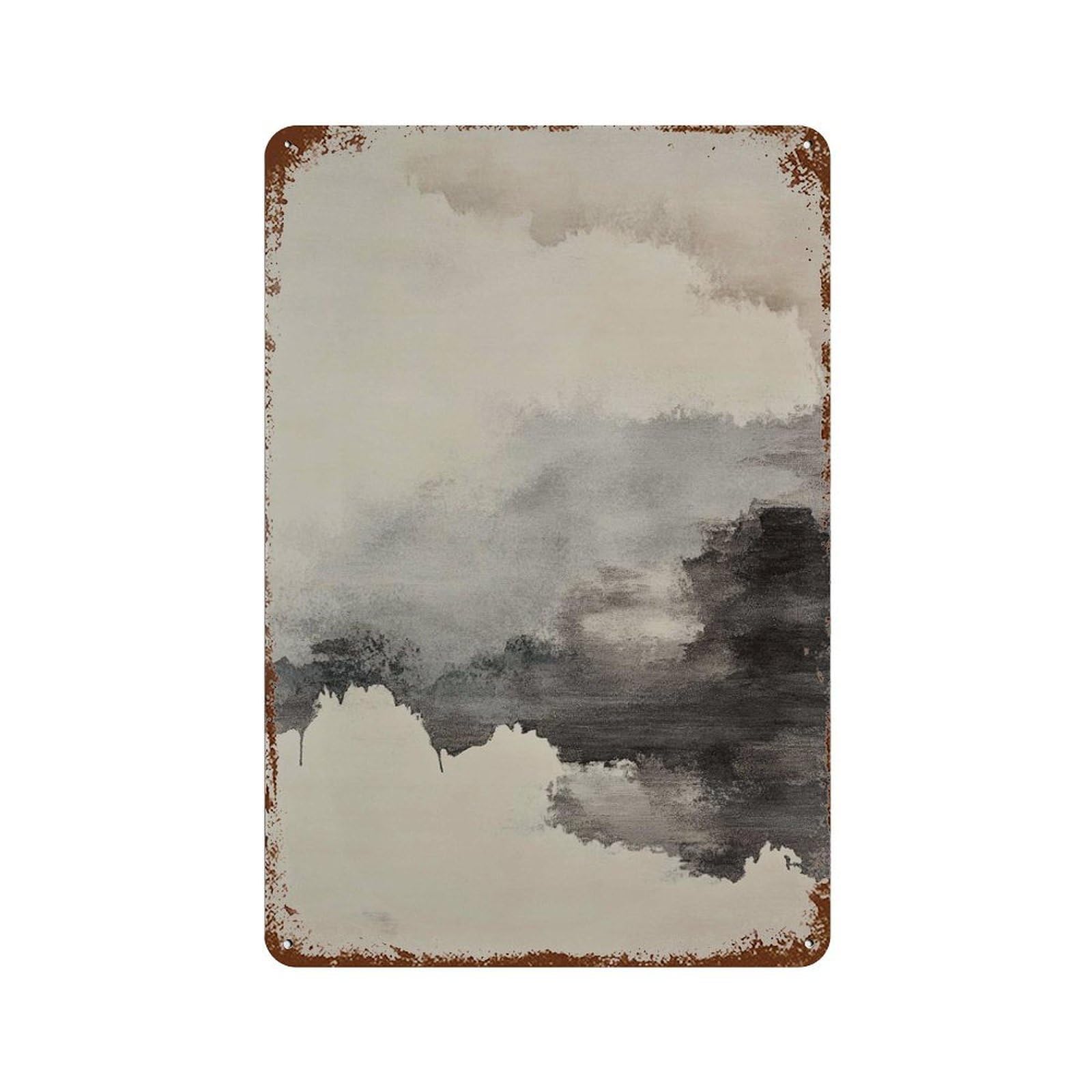 xiaoxiaoshen Neutral Abstract Minimalist Black And Grey Watercolor Modern Calm Ink Wash Paint Wall Decor Art Metal Tin Poster Modern Home Decor Art Home Bar Shop Decorations Vintage Sign 30x20cm