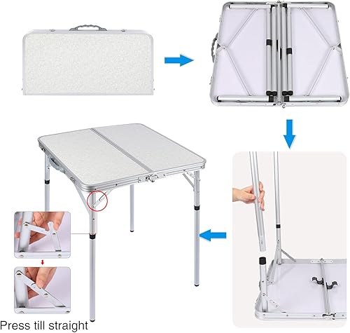 Miniatura 7 de RedSwing - Mesa plegable de altura ajustable, mesa de campamento de aluminio ligero