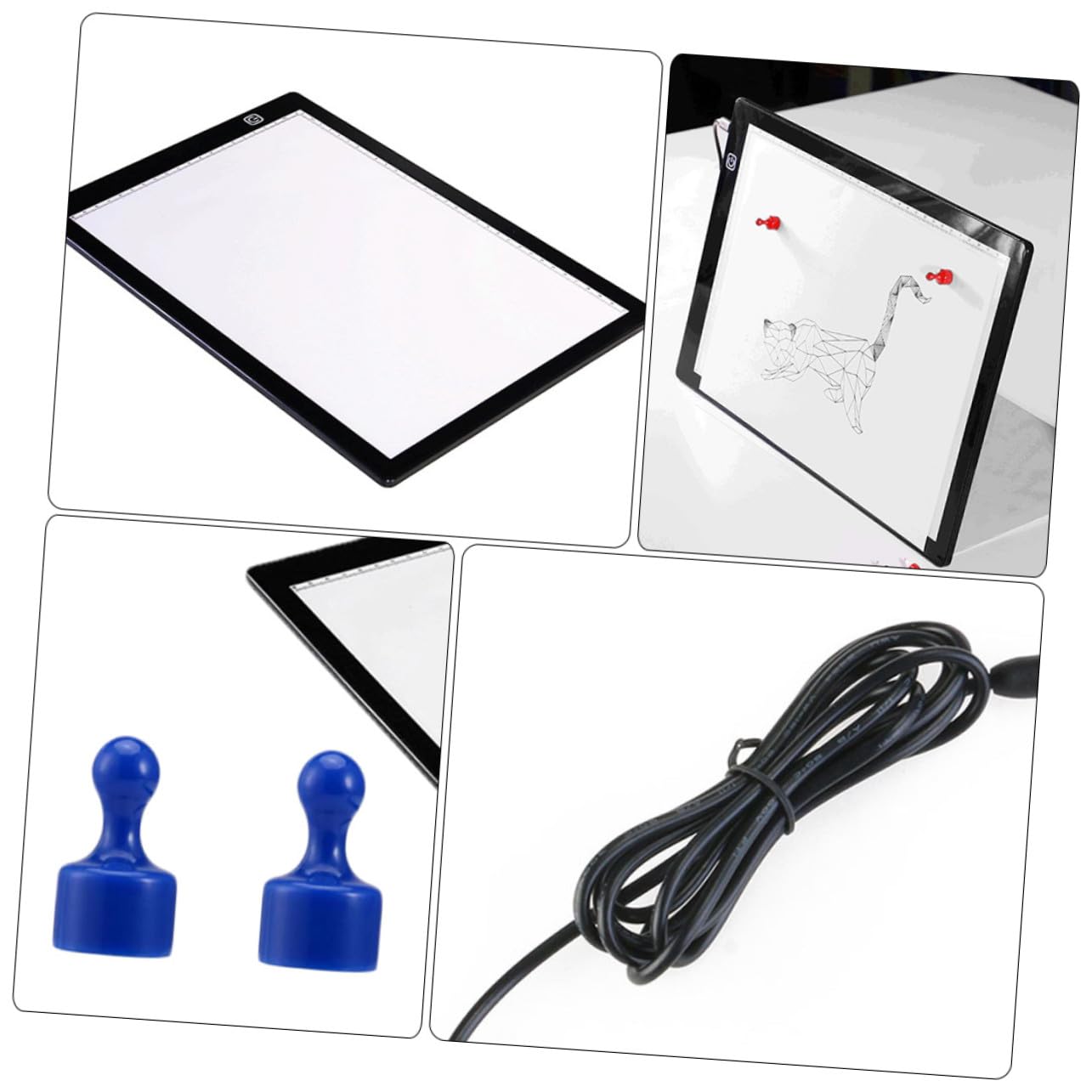 LIFKOME Table à Dessin Magnétique à LED A4 avec Plateau en Acrylique Blanc, Câble Usb, Règle Intégrée et Fonction Économie D'énergie pour Calligraphie et Scrapbooking