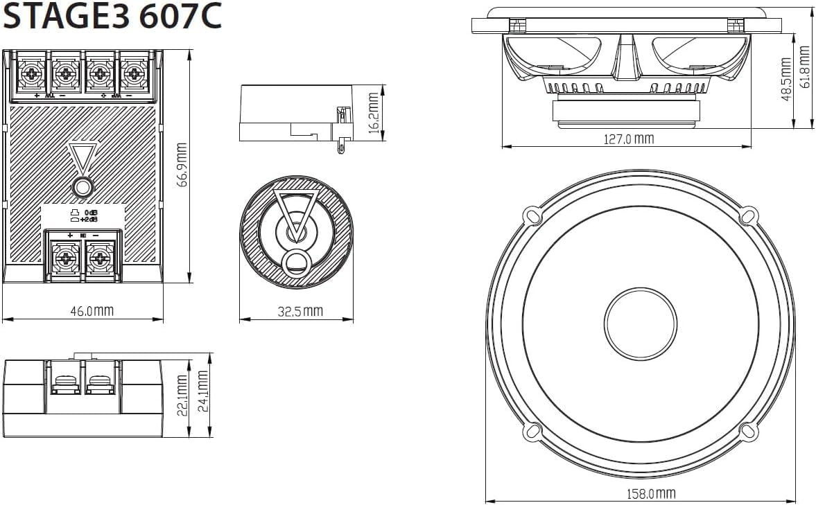 JBL Stage3 607C Sistema Componenti impianto Stereo Altoparlanti auto a 2 vie - da 250 watt Casse Auto JBL Pro Sound con altoparlante integrati da 16 - 17 cm e tweeter separati