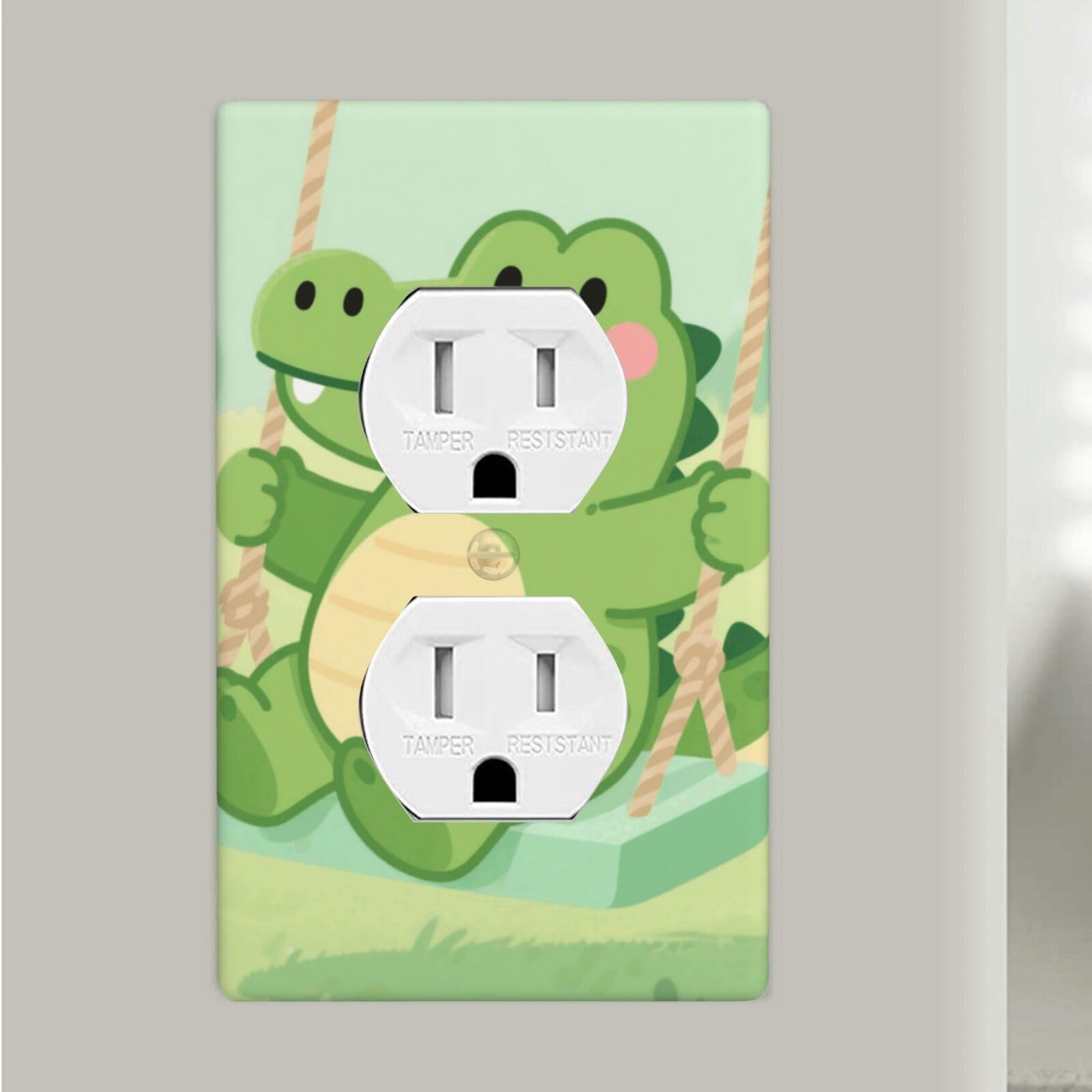 Alligator Duplex Outlet Covers Wall Plates 1-Gang Switch Outlet Electrical Cover Plate Unbreakable Polycarbonate Switchplate Cover Faceplate For Bathroom Kitchen Home Decor