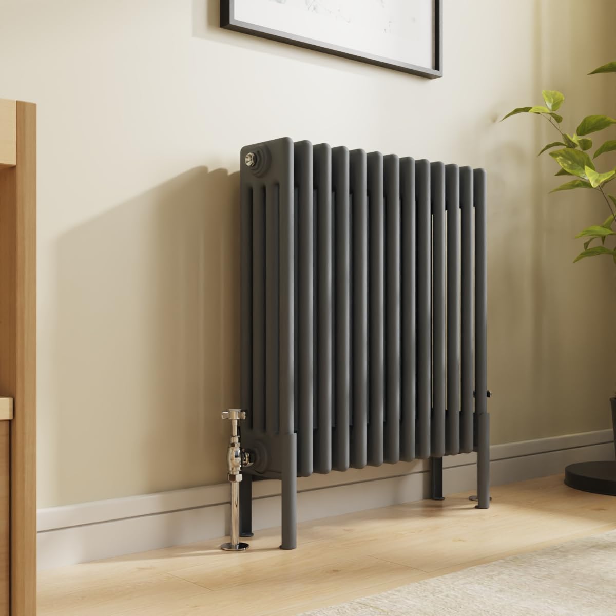 Nrg Anthracite Traditional 4 Column Horizontal Radiator 600X605mm Central Heating Radiators