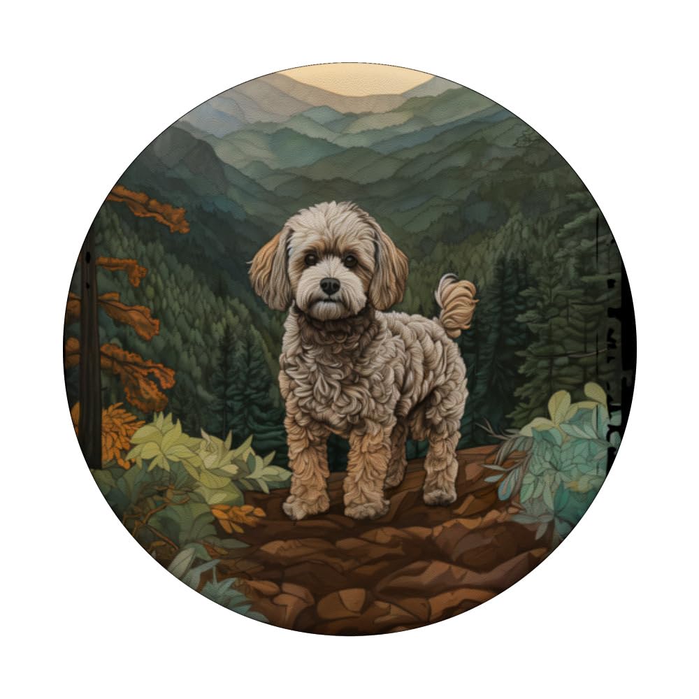 Maltipoo Mountain Paw Design Dog Mom Dad PopSockets Swappable PopGrip, Black - Image 3