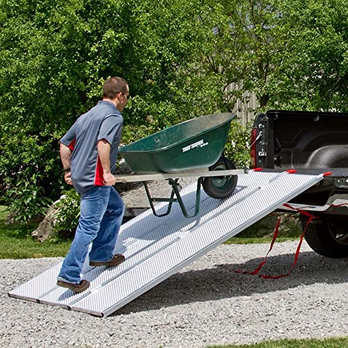 Black Widow Aluminum Folding ATV Ramp w/ Extra Wide Punch Plate, 1,500 lbs Capacity, 6’ 5” - Heavy-Duty Loading Ramp for Trucks and Trailers