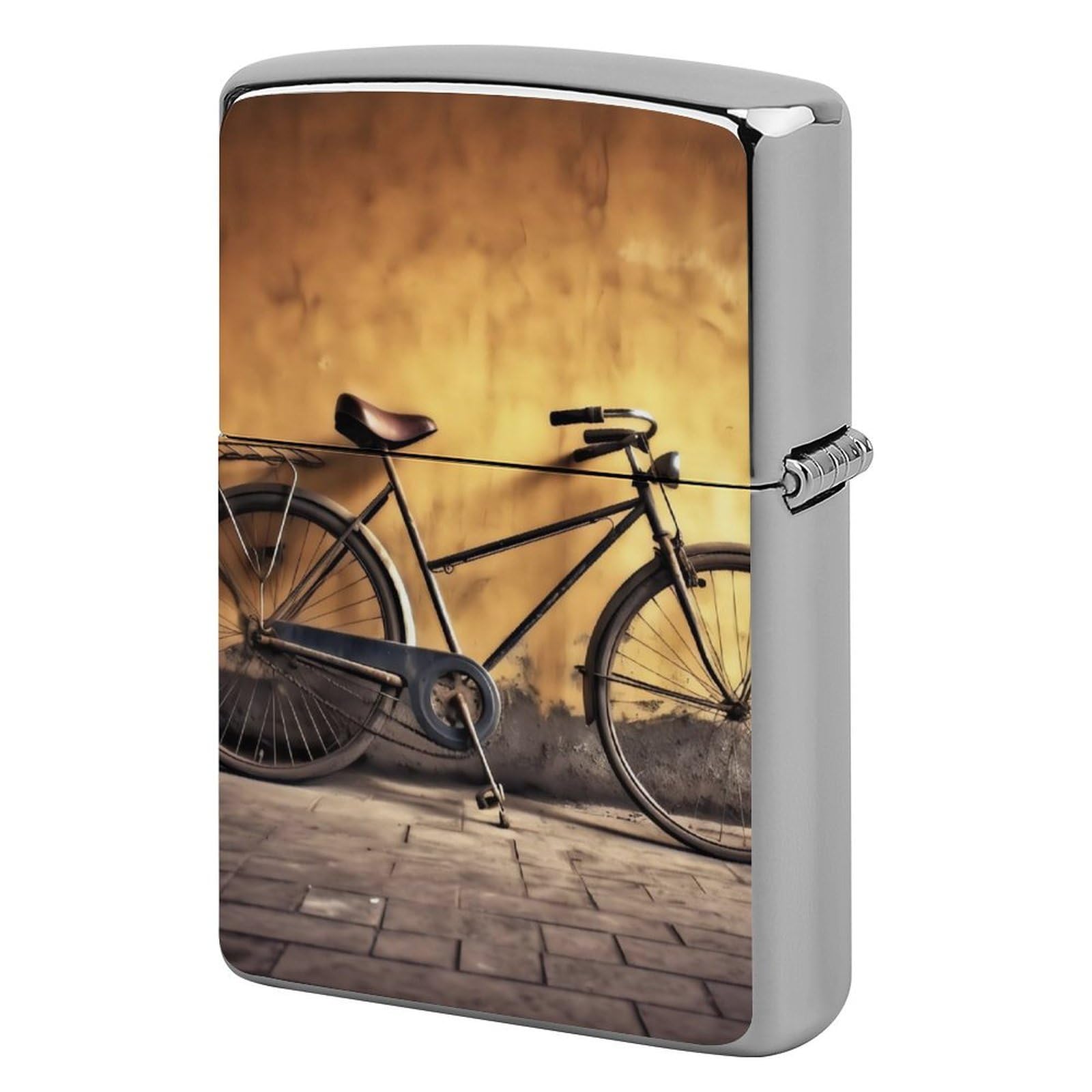 Old Bicycle Lighter Case Vintage Metal Lighter Cover Reusable Lighter Protective Sleeve Unique Design Personalized Lighter Sleeve Holder Against Dust and Scratches