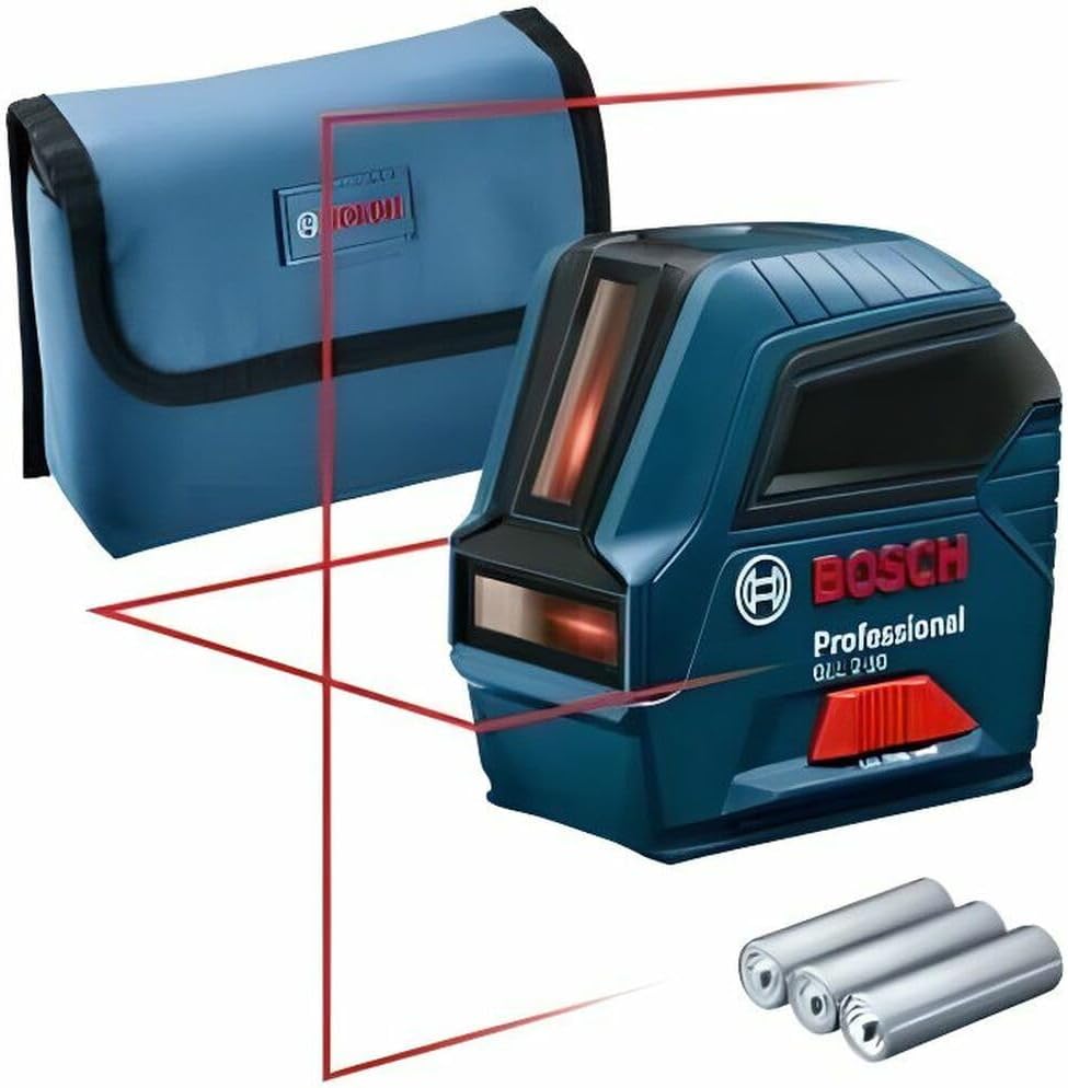 Bosch Professional 0601063L00 Laser Level GLL 2-10 (Red laser, Working Range: Up to 10 m, 3 x Batteries AA, Pouch)