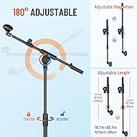 Vista 7 de CAHAYA Soporte para micrófono resistente súper resistente trípode universal con 2 clips para micrófonos, altura ajustable para micrófonos