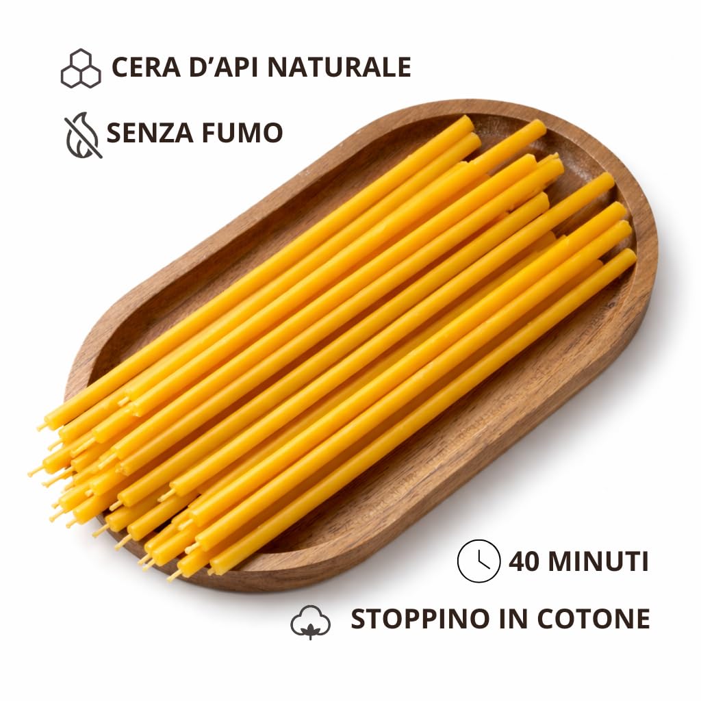 700 Candele Sottili in Cera d’Api Naturale 16cm x 5mm – 40 Minuti Combustione Pulita Senza Fumo e Gocciolamenti – Per Preghiera, Altare e Devozione – CanBee