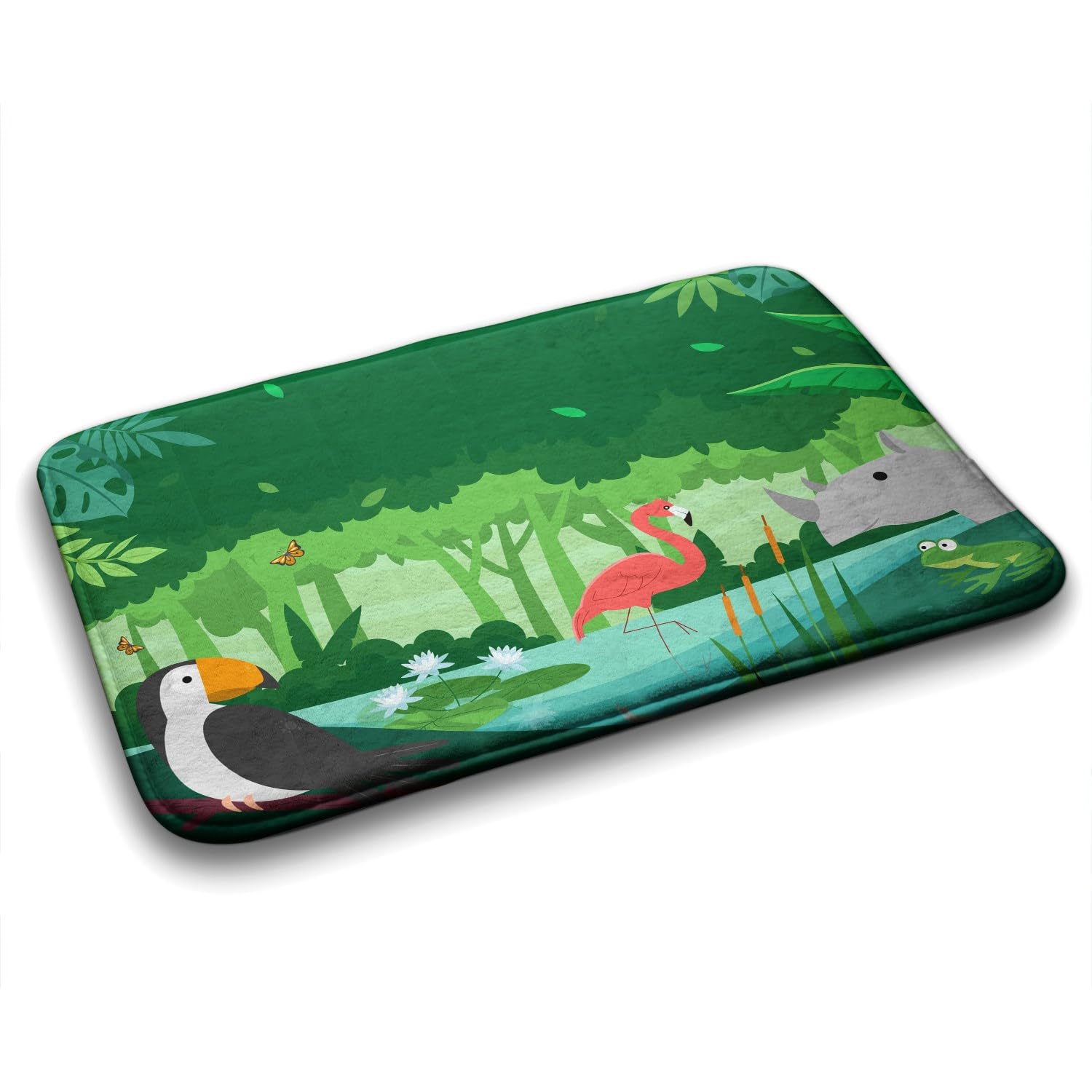 Tapis de salle de bains animaux exotiques 90x60cm antidérapant imperméable pour chambre et douche