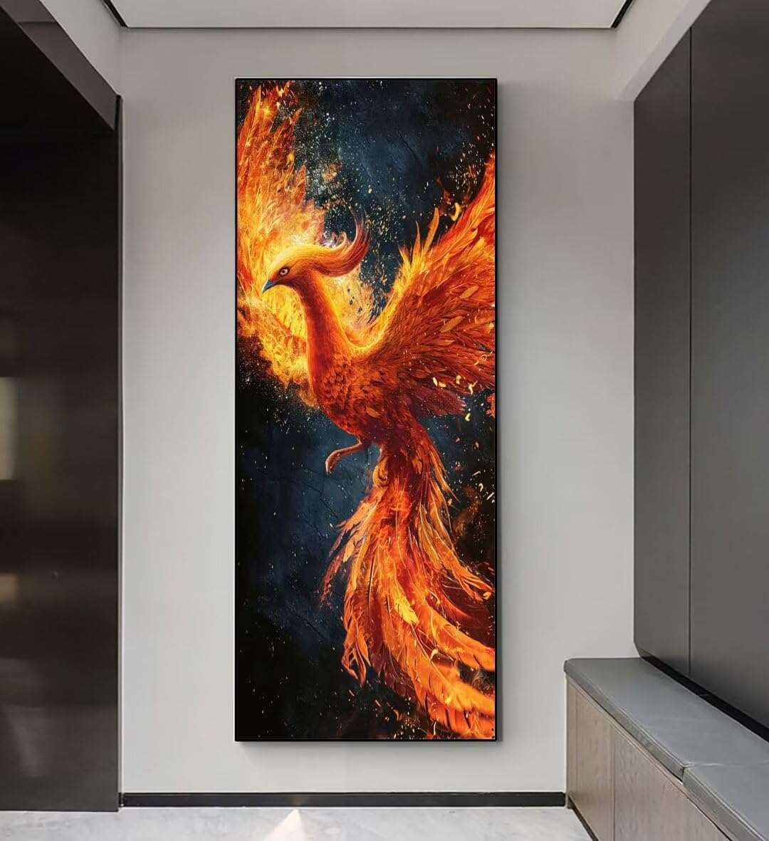 Diamond Painting Phönix XXL 60x120 Cm – Mit Eckigen Steinen, DIY Set Für Erwachsene, Home Decor