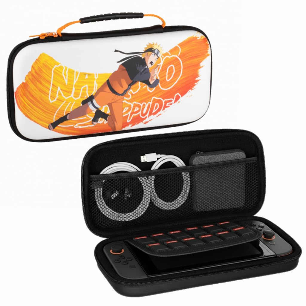 Konix Naruto Shippuden Schutzhülle Und Tragetasche Für Nintendo Switch, Switch Oled Und Switch 2 - Platz Für 8 Spiele - Naruto-Motiv - Weiß