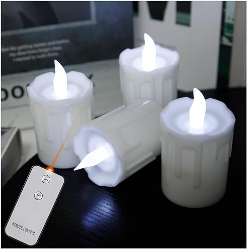 1.8" x 3" Remote Control Plus Timer Flameless Votive Candles, Large Capacity Battery Powered Candles, 6-Pack Realistic Flickering Fake Candles for
