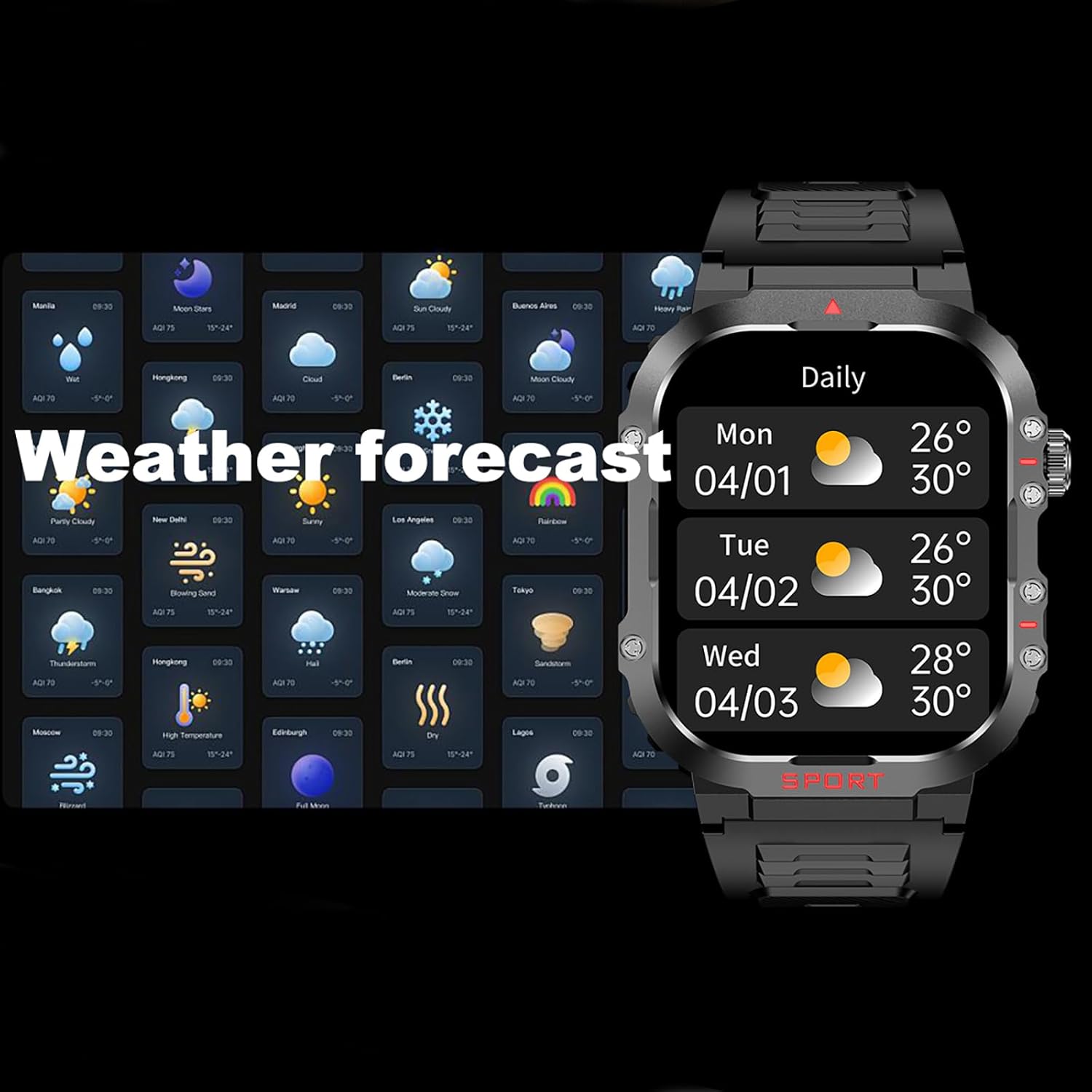 Loluka Compass Smart Watches for Men with LED Flashlight Waterproof Watch, 2.01'' HD Large Screen Military Rugged Fitness Tracker Tactical Smartwatch Bluetooth Call