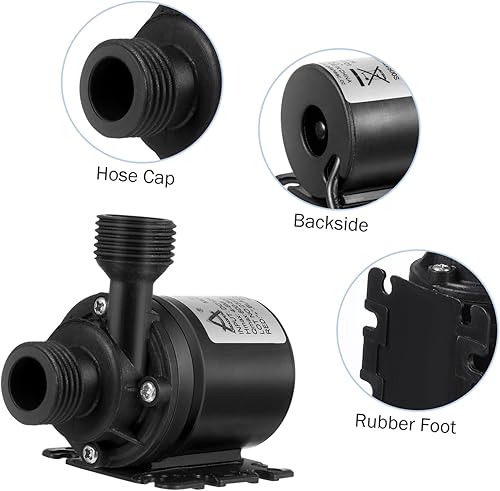 Miniatura 7 de HANABASS Bomba de presión sumergible para manguera de jardín, 12 V, 19 W, bomba sumergible centrífuga portátil para fuente de gato, acuario, sistema