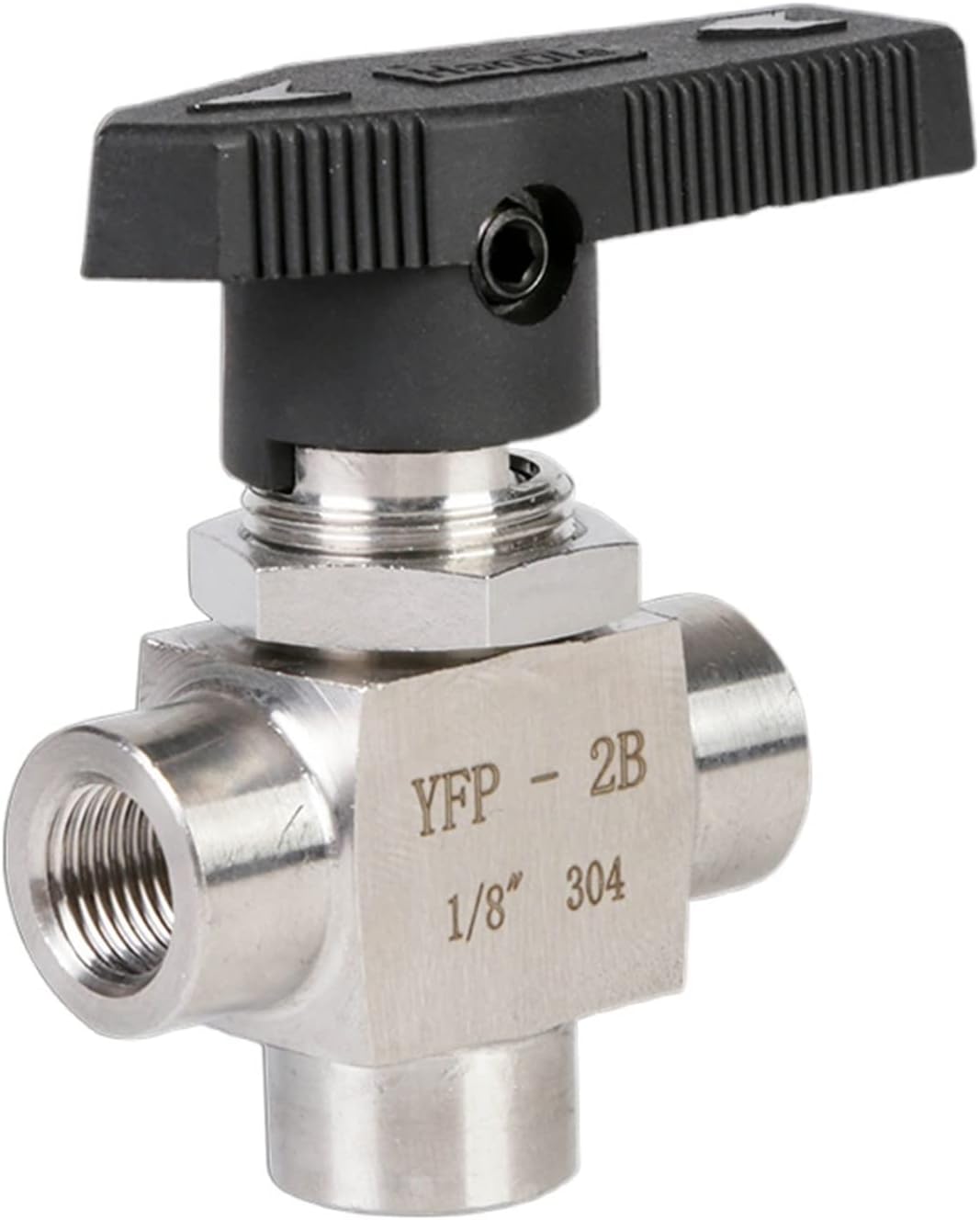 304 Stainless Steel 3 Way Female Thread Ball Valve 1/8" 1/4" 3/8" 1/2" 3/4" High Pressure High Temperature Ball Valve(1/8")