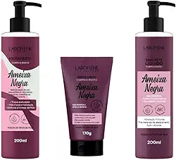 Kit Ameixa Negra Laborene – Esfoliante 170g + Hidratante 200ml + Sabonete Líquido 200ml | Limpeza, Hidratação Profunda e Renovação da Pele | Com Niacinamida, Ácido Hialurônico e Argila Branca | Para Rosto e Corpo