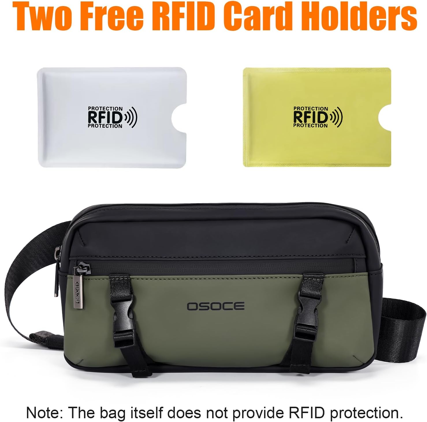 OSOE Water-Resistant Sling Bag for Men, Convertible Waist Packs to Crossbody Chest Bag, RFID Blocking, Lightweight Daypack for Travel, Hiking, EDC - Image 3