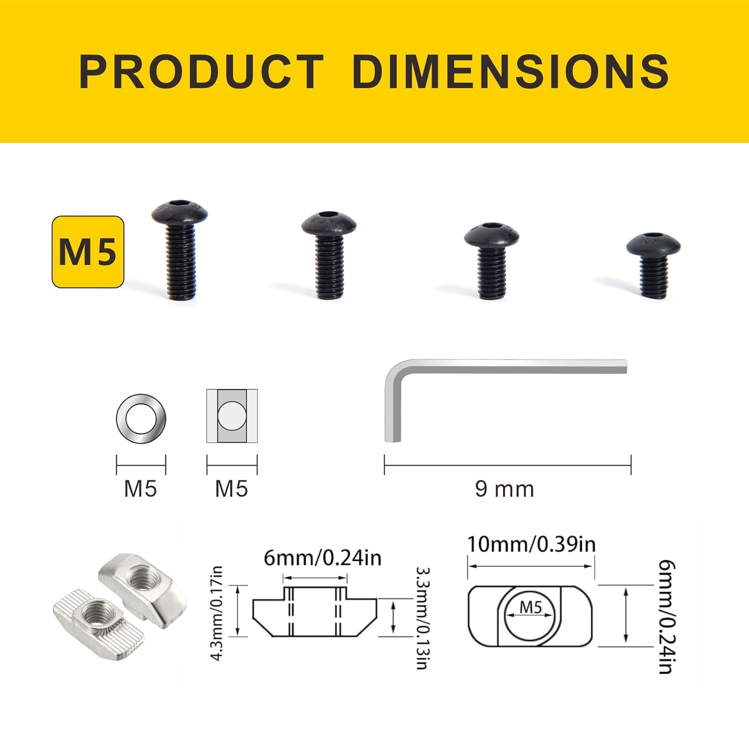 222pcs M5 T-Nuts Screws Kit for 2020 Series Aluminum Extrusion 20pM5x8,20Pcs M5x10,20Pcs M5x12,14PM5x14 Hexagon Socket Screws,34Pcs M5 T Sliding Nut,40Pcs,74Pcs Washers One hex Wrench