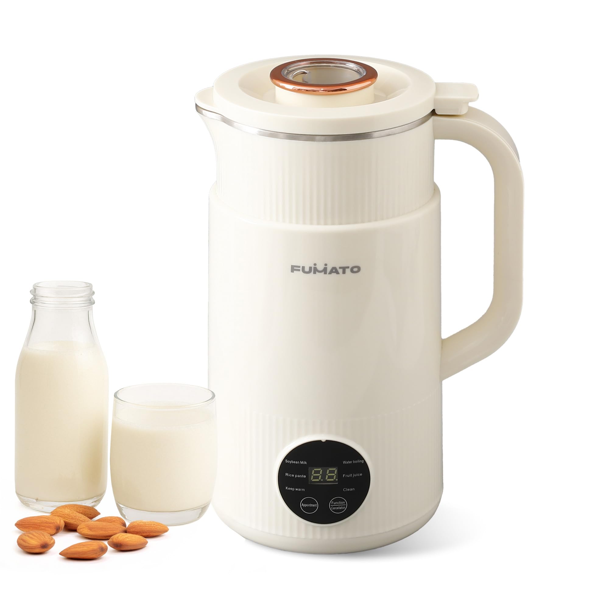 The Better Home Fumato 800ml Automatic Nut Milk Maker | Vegan Milk Machine for Almonds, Soya, Oats & Cereals | 6 Presets: Milk, Boil, Juice, Puree, Keep Warm, Clean | Soup Maker | 1-Year Warranty