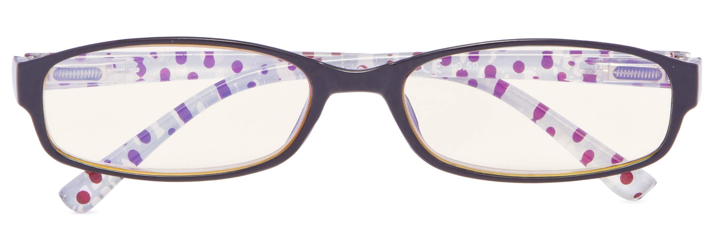 CessBlu UV Protection Computer Reading Glasses with Polka Dots Pattern Blue Light Filter Reader Eyeglasses for Women(Black Red Dot)+3.0