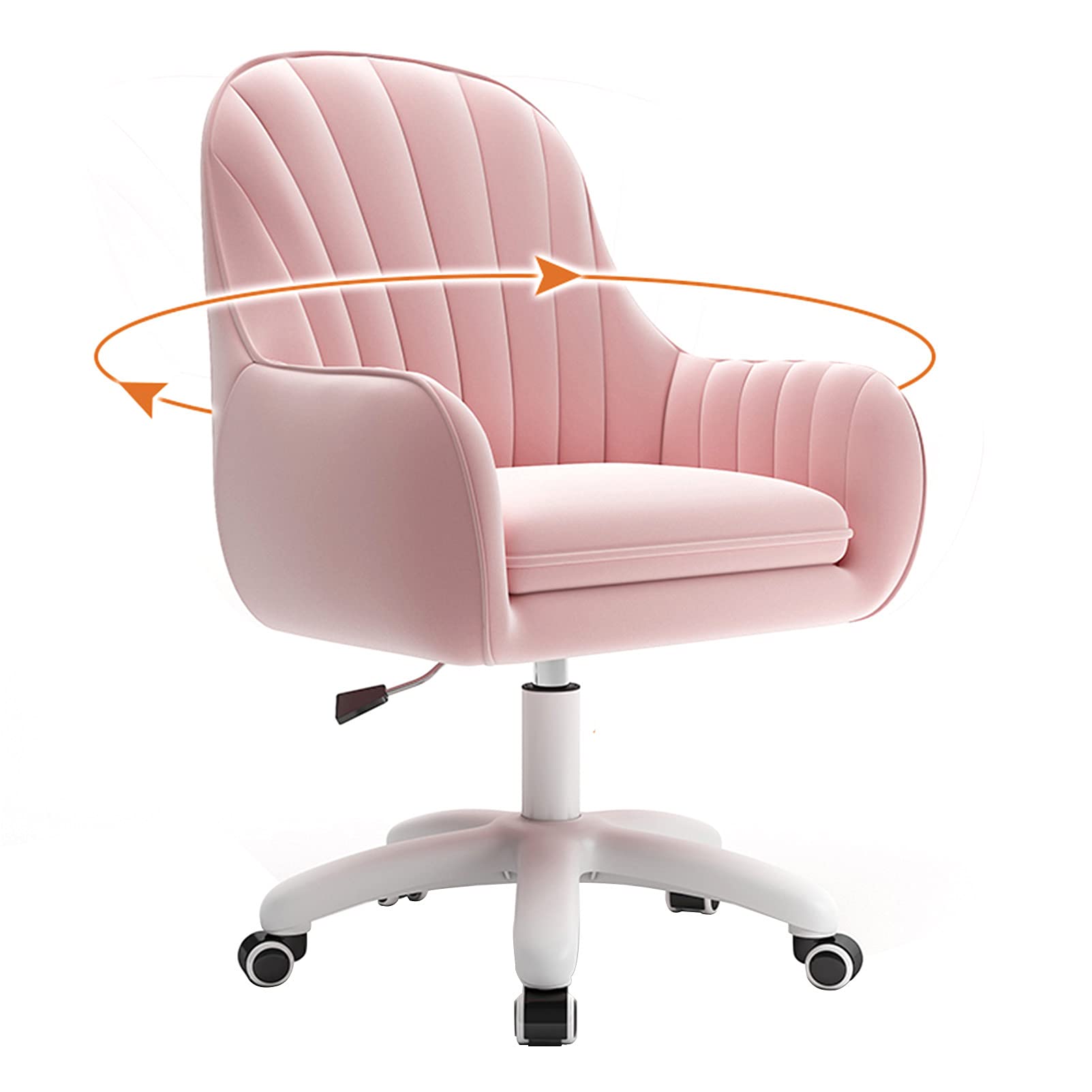 Chaise de bureau pivotante velours rose et gris réglable hauteur