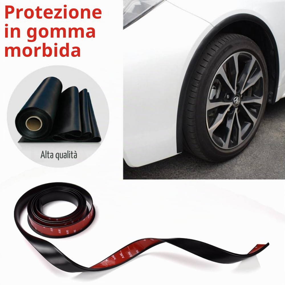 Blueshyhall 2 Pezzi Protezione Passaruota Auto, 1,5 m x 3,5 cm Copriruota Auto Parafango Allargamento Universale, Forma a L Protezione per Ruote Auto, Strisce di Protezione Sopracciglia Auto Nero