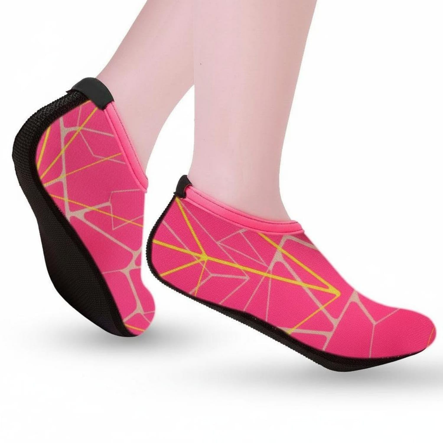 Lightweight Non-Slip Beach Socks Breathable Non-Slip Water Socks Packable Quick-Dry Beach Shoes for Men, Women, Kids, River Trekking, Swimming, Surfing, Rose Red Print, XL-image-18