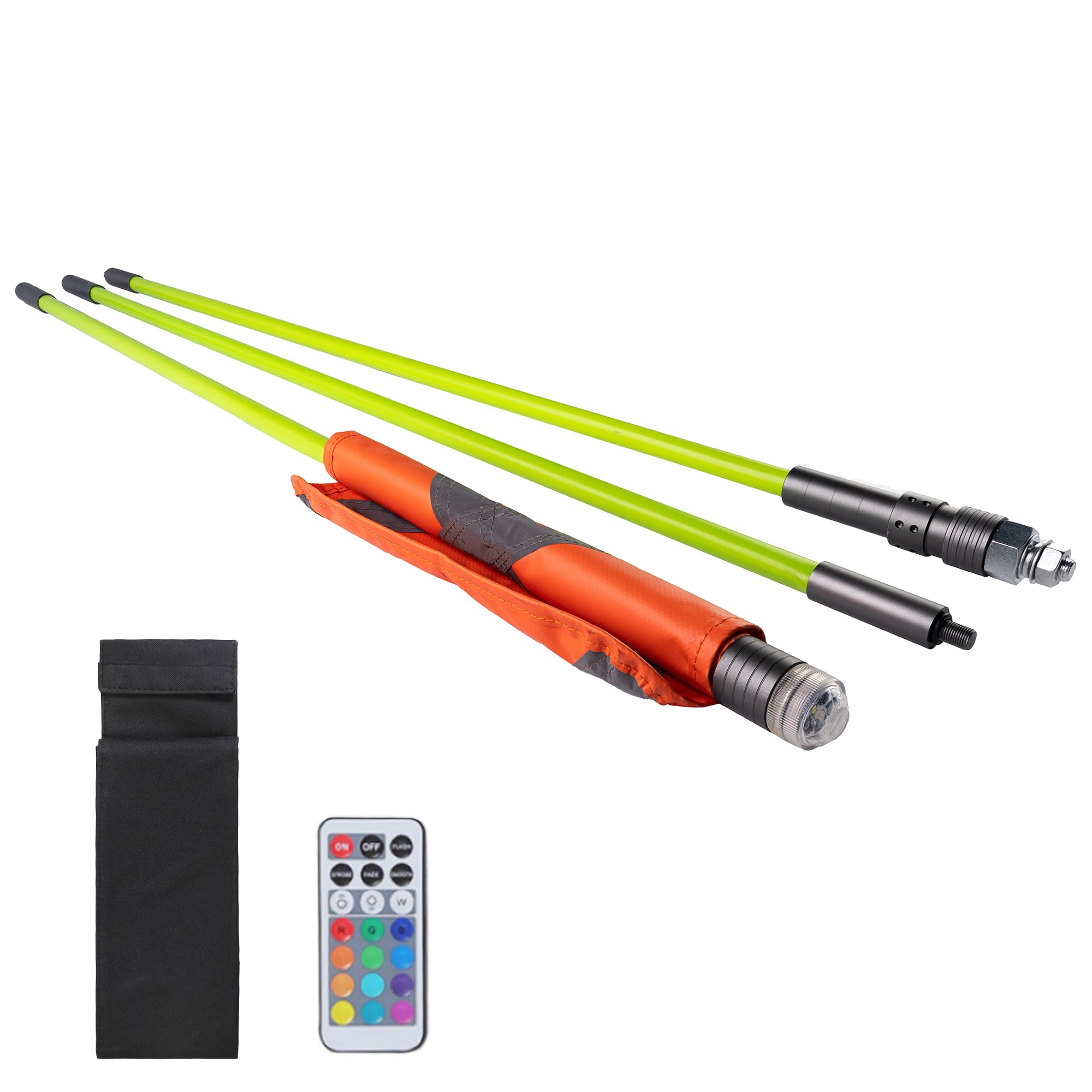 RAYTEEN Sand Safety Flag PRO Including Light & Carry Bag, Inc. Quicker Connector Base & 11.8